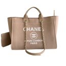 [REP 1:1] Chanel Deauville Tote Canvas Bag Beige For Women 38cm / 15in