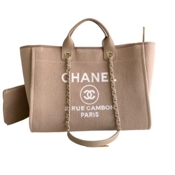 [REP 1:1] Chanel Deauville Tote Canvas Bag Beige For Women 38cm / 15in