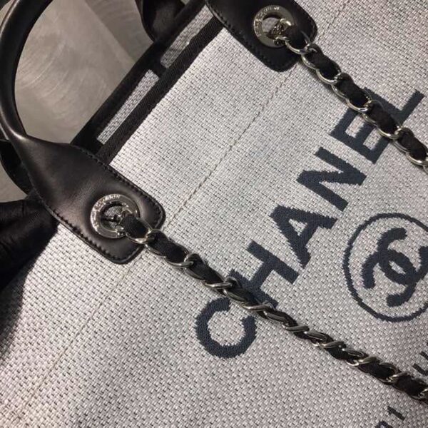 [REP 1:1] Chanel Deauville Tote Canvas Bag Light Grey For Women, Women's Handbags, Shoulder Bags 15in/38cm A66941