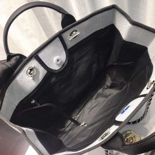[REP 1:1] Chanel Deauville Tote Canvas Bag Light Grey For Women, Women's Handbags, Shoulder Bags 15in/38cm A66941