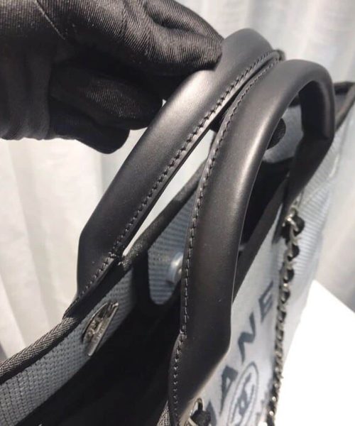 [REP 1:1] Chanel Deauville Tote Canvas Bag Light Grey For Women, Women's Handbags, Shoulder Bags 15in/38cm A66941