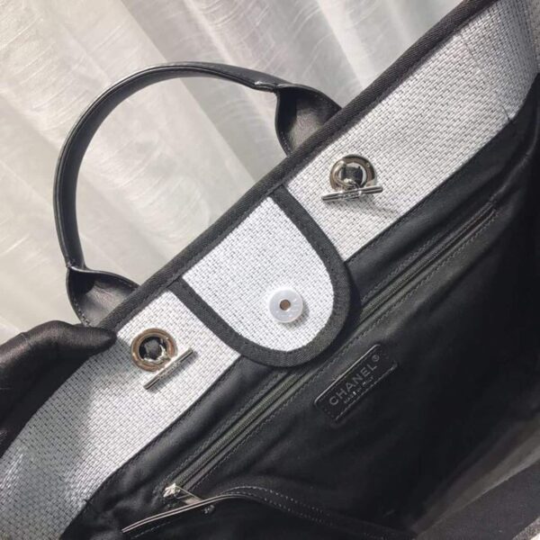 [REP 1:1] Chanel Deauville Tote Canvas Bag Light Grey For Women, Women's Handbags, Shoulder Bags 15in/38cm A66941