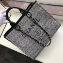 [REP 1:1] Chanel Deauville Tote Raffia Canvas Bag Black/White For Women 14.9in/38cm