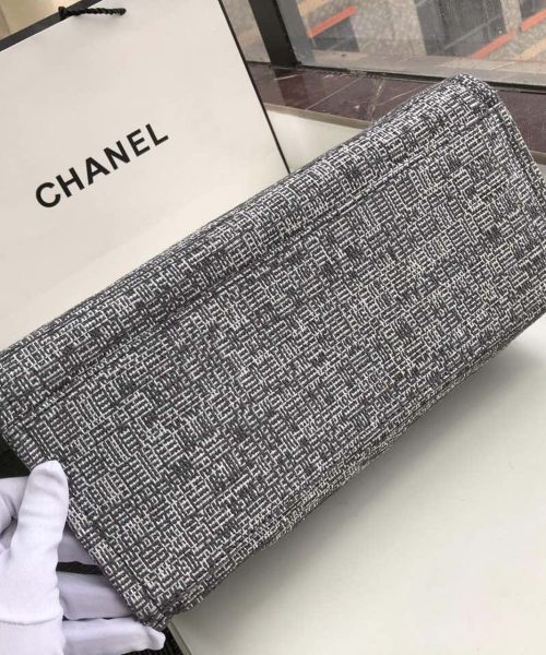 [REP 1:1] Chanel Deauville Tote Raffia Canvas Bag Black/White For Women 14.9in/38cm
