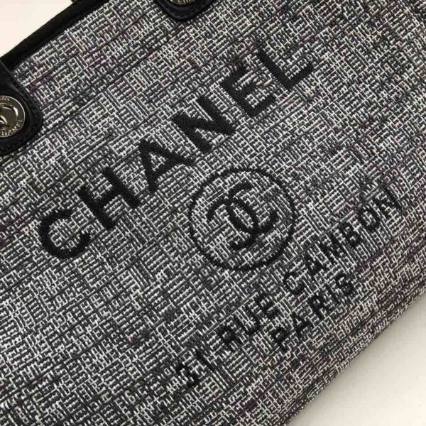 [REP 1:1] Chanel Deauville Tote Raffia Canvas Bag Black/White For Women 14.9in/38cm