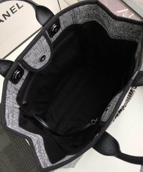 [REP 1:1] Chanel Deauville Tote Raffia Canvas Bag Black/White For Women 14.9in/38cm