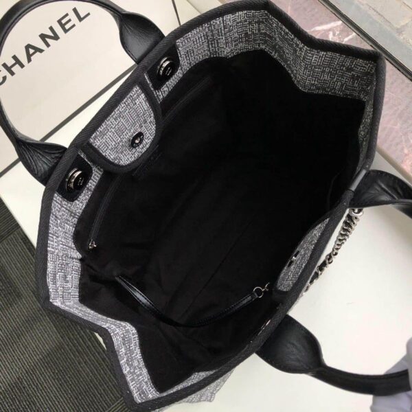 [REP 1:1] Chanel Deauville Tote Raffia Canvas Bag Black/White For Women 14.9in/38cm