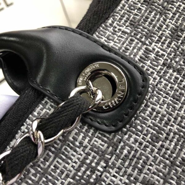 [REP 1:1] Chanel Deauville Tote Raffia Canvas Bag Black/White For Women 14.9in/38cm
