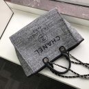 [REP 1:1] Chanel Deauville Tote Raffia Canvas Bag Black/White For Women 14.9in/38cm