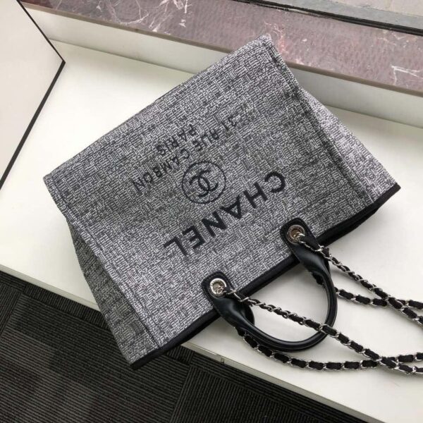 [REP 1:1] Chanel Deauville Tote Raffia Canvas Bag Black/White For Women 14.9in/38cm