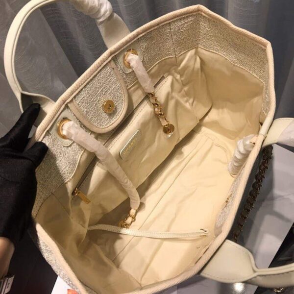 [REP 1:1] Chanel Deauville Tote Tweed Canvas Bag Fall/Winter Collection, Beige/Cream/Gold/Multi For Women 15in/38cm