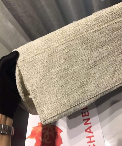 [REP 1:1] Chanel Deauville Tote Tweed Canvas Bag Fall/Winter Collection, Beige/Cream/Gold/Multi For Women 15in/38cm