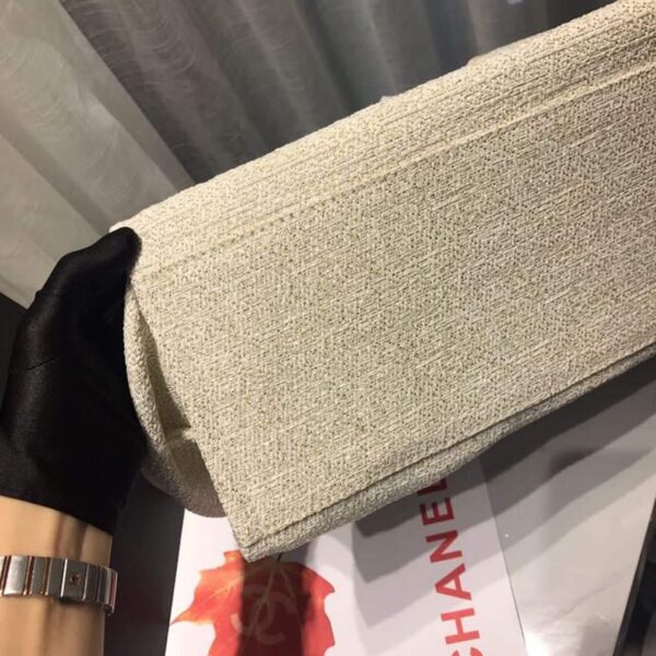 [REP 1:1] Chanel Deauville Tote Tweed Canvas Bag Fall/Winter Collection, Beige/Cream/Gold/Multi For Women 15in/38cm