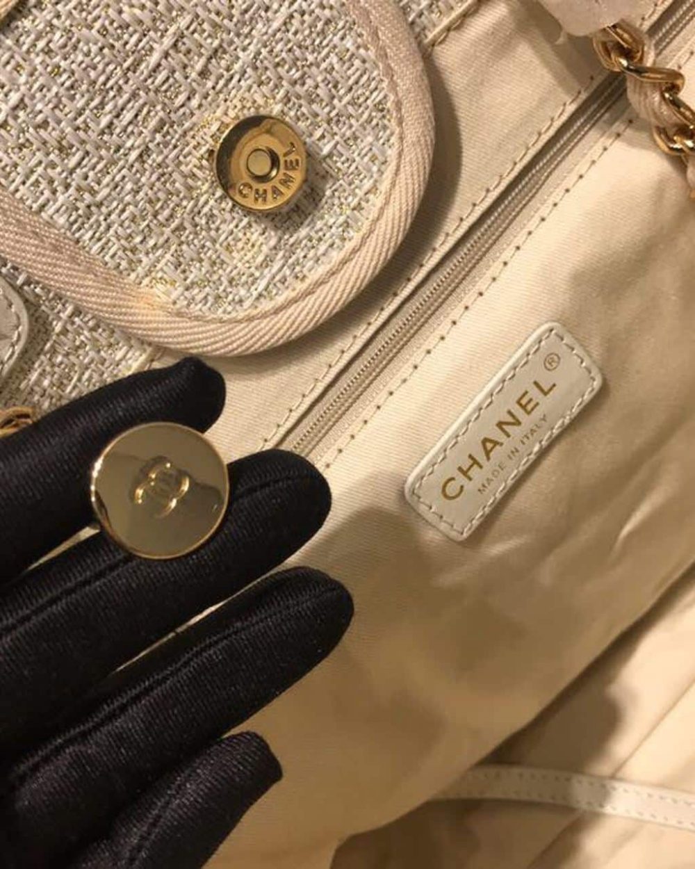 [REP 1:1] Chanel Deauville Tote Tweed Canvas Bag Fall/Winter Collection, Beige/Cream/Gold/Multi For Women 15in/38cm