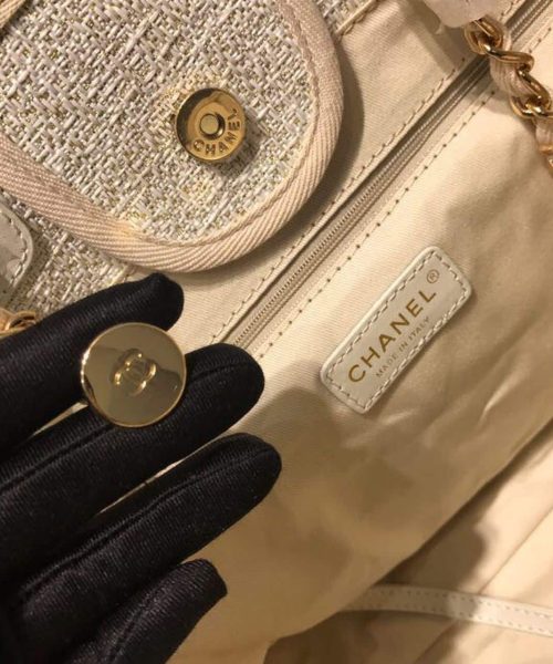 [REP 1:1] Chanel Deauville Tote Tweed Canvas Bag Fall/Winter Collection, Beige/Cream/Gold/Multi For Women 15in/38cm