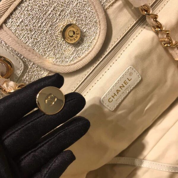 [REP 1:1] Chanel Deauville Tote Tweed Canvas Bag Fall/Winter Collection, Beige/Cream/Gold/Multi For Women 15in/38cm