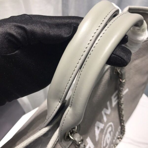 [REP 1:1] Chanel Deauville Tote Tweed Canvas Bag Fall/Winter Collection, Light Grey/White For Women 15in/38cm