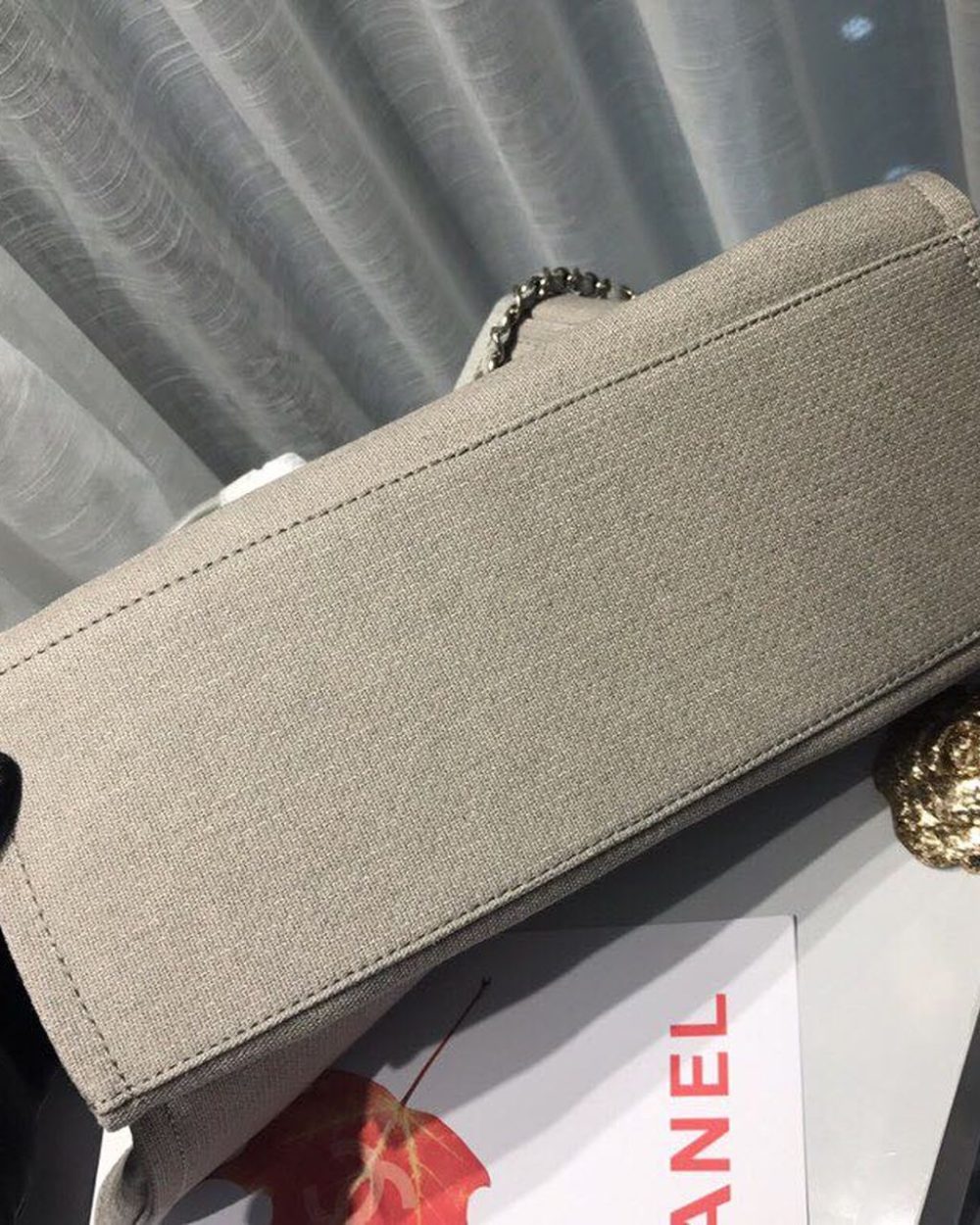 [REP 1:1] Chanel Deauville Tote Tweed Canvas Bag Fall/Winter Collection, Light Grey/White For Women 15in/38cm