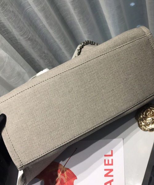 [REP 1:1] Chanel Deauville Tote Tweed Canvas Bag Fall/Winter Collection, Light Grey/White For Women 15in/38cm