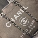 [REP 1:1] Chanel Deauville Tote Tweed Canvas Bag Fall/Winter Collection, Light Grey/White For Women 15in/38cm