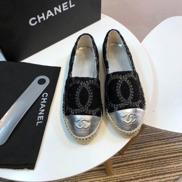 Chanel Espadrilles Black/Silver For Women, Women's Shoes G29762