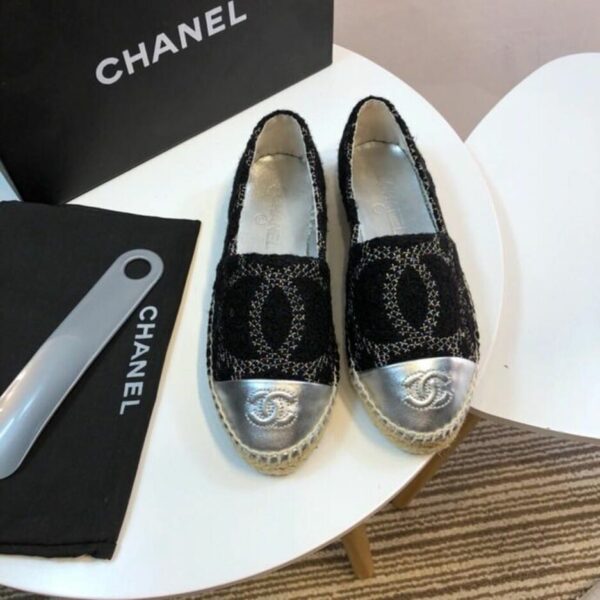 Chanel Espadrilles Black/Silver For Women, Women's Shoes G29762