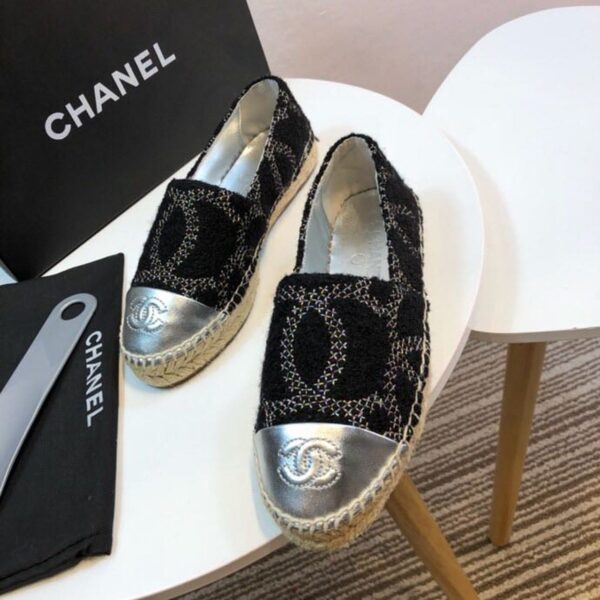 Chanel Espadrilles Black/Silver For Women, Women's Shoes G29762