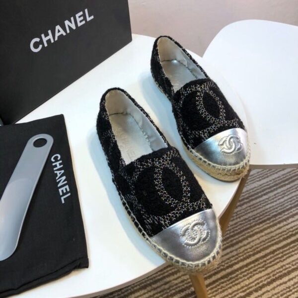 Chanel Espadrilles Black/Silver For Women, Women's Shoes G29762