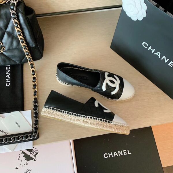 Chanel Espadrilles Black/White For Women, Women's Shoes G29762