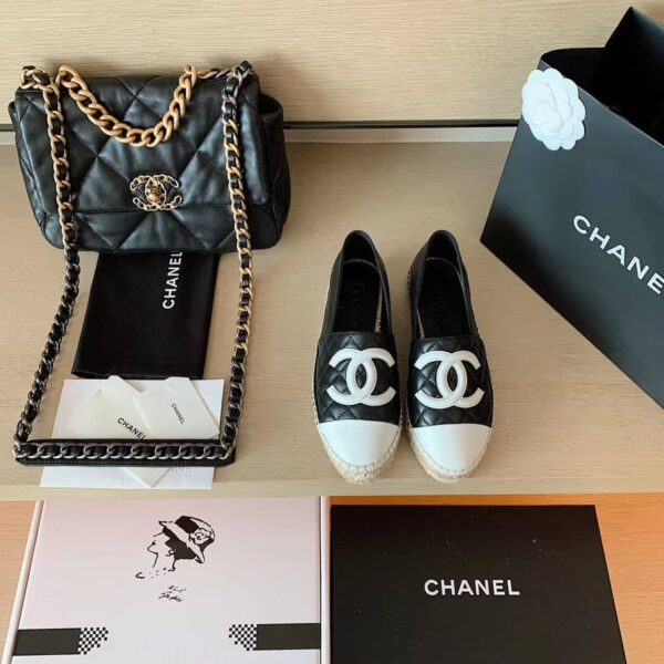 Chanel Espadrilles Black/White For Women, Women's Shoes G29762