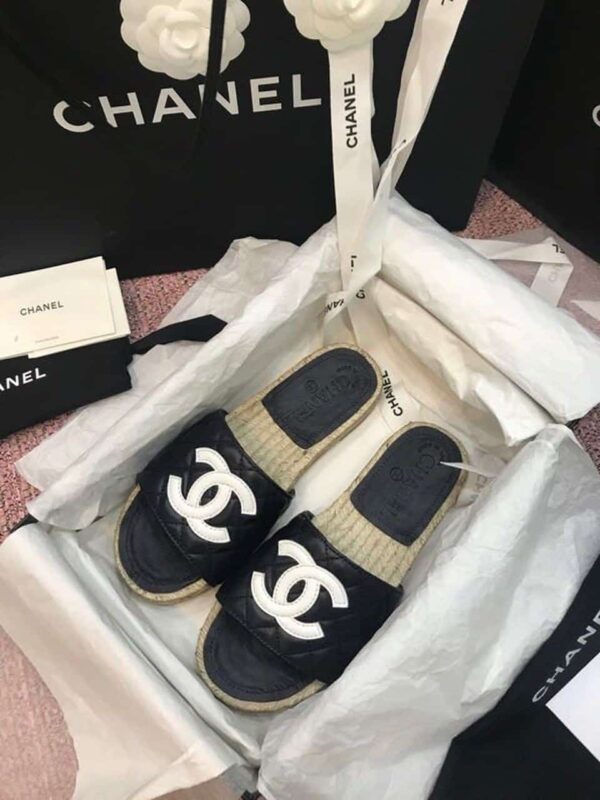 Chanel Espadrilles Black/White For Women, Women's Shoes G35604