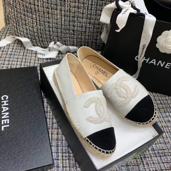 Chanel Espadrilles White/Black For Women, Women's Shoes G29762