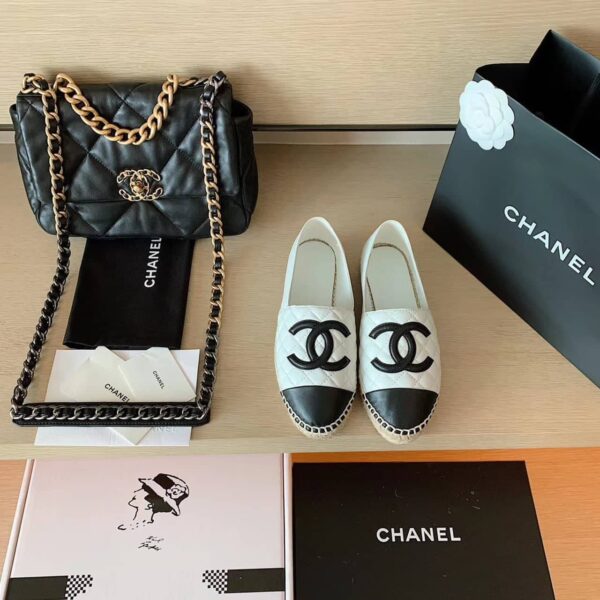 Chanel Espadrilles White/Black For Women, Women's Shoes G29762