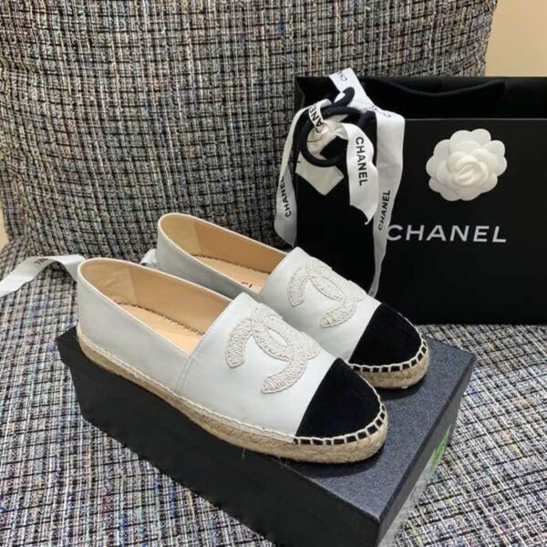 Chanel Espadrilles White/Black For Women, Women's Shoes G29762