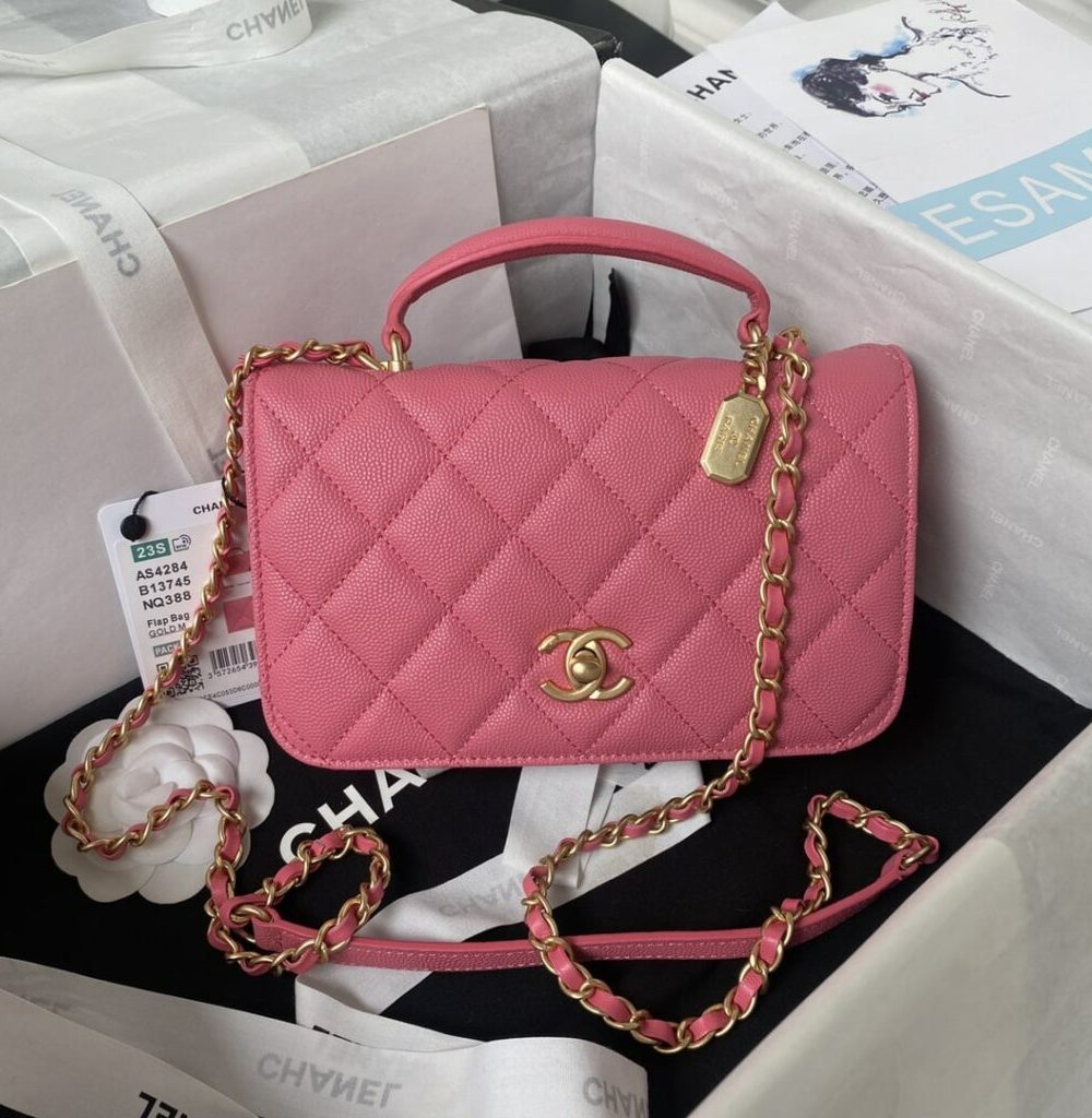 [REP 1:1] Chanel Flap Bag Black/Pink/White For Women 20cm / 7.9in