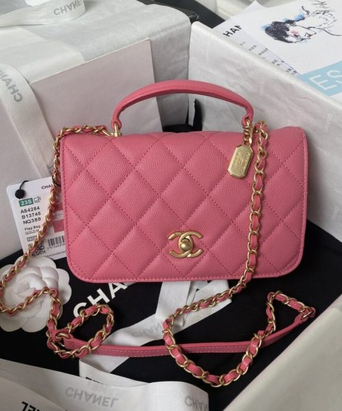 [REP 1:1] Chanel Flap Bag Black/Pink/White For Women 20cm / 7.9in