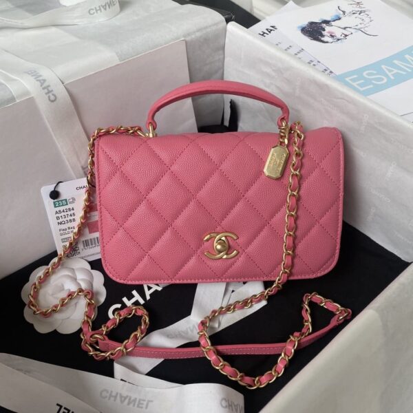 [REP 1:1] Chanel Flap Bag Black/Pink/White For Women 20cm / 7.9in