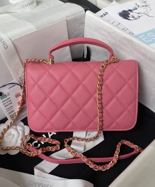 [REP 1:1] Chanel Flap Bag Black/Pink/White For Women 20cm / 7.9in