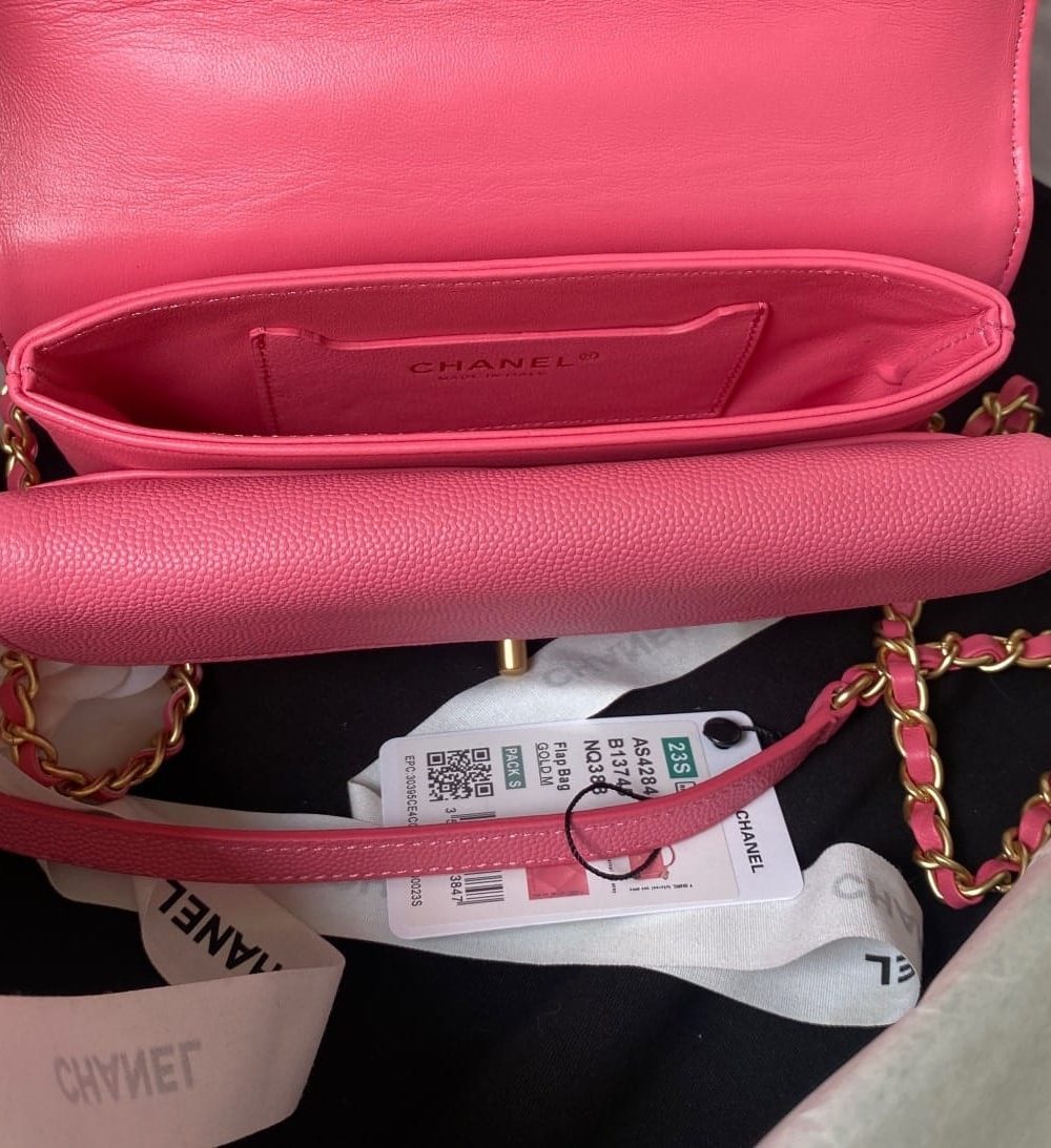 [REP 1:1] Chanel Flap Bag Black/Pink/White For Women 20cm / 7.9in