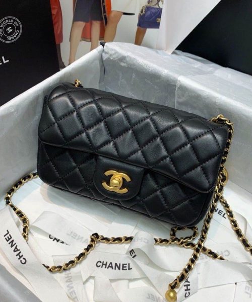 replica-chanel-flap-bag-with-cc-ball-on-strap-black-for-women-as1787-8