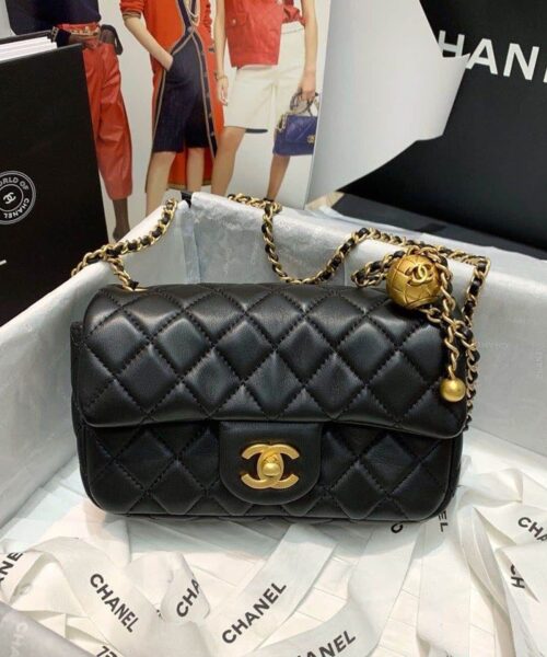 replica-chanel-flap-bag-with-cc-ball-on-strap-black-for-women-as1787-10
