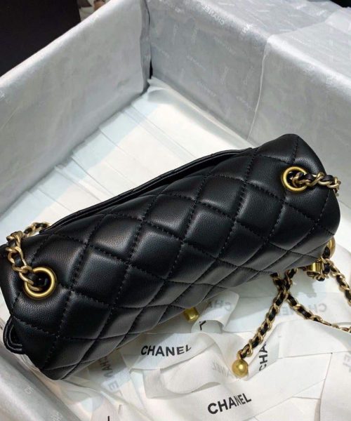 replica-chanel-flap-bag-with-cc-ball-on-strap-black-for-women-as1787-2