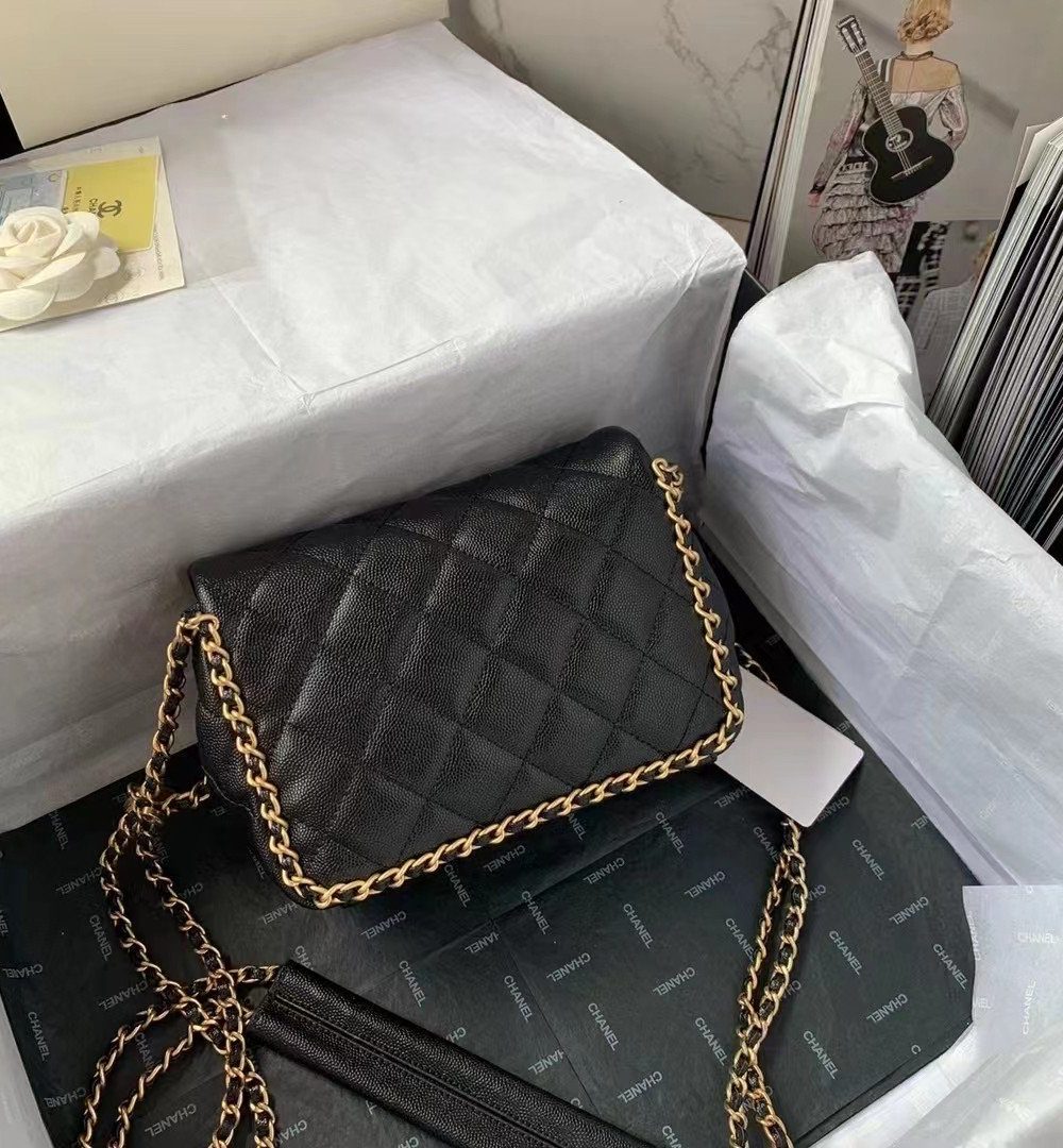 [REP 1:1] Chanel Flapbag With Chain Black For Women, Women's Bags 8.3in/21cm