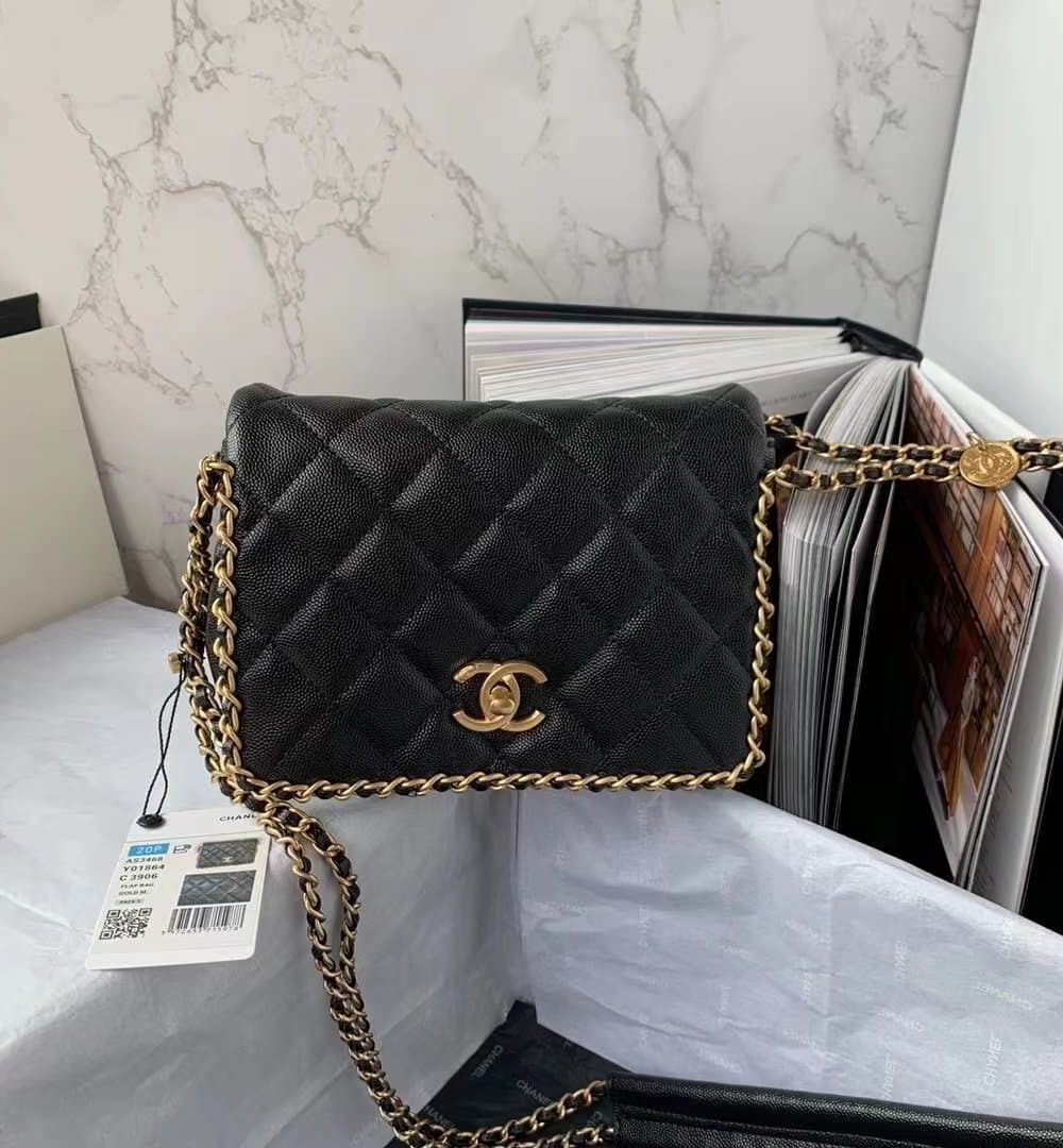 [REP 1:1] Chanel Flapbag With Chain Black For Women, Women's Bags 8.3in/21cm
