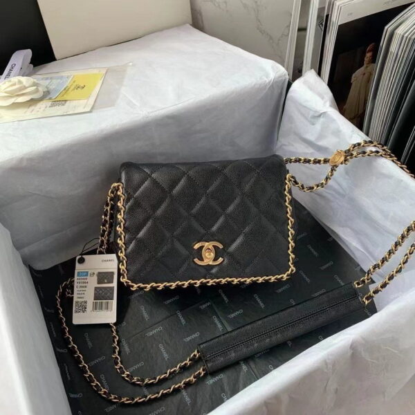 [REP 1:1] Chanel Flapbag With Chain Black For Women, Women's Bags 8.3in/21cm