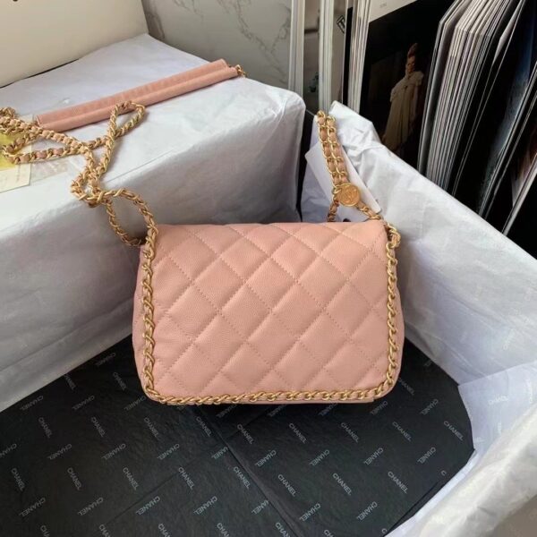 [REP 1:1] Chanel Flapbag With Chain Light Pink For Women, Women's Bags 8.3in/21cm