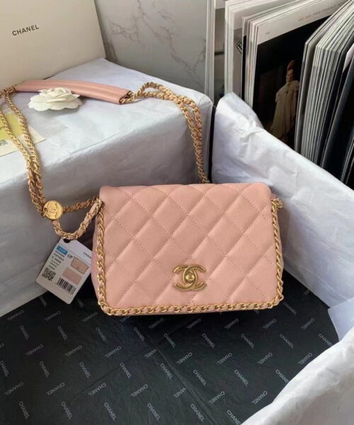 [REP 1:1] Chanel Flapbag With Chain Light Pink For Women, Women's Bags 8.3in/21cm