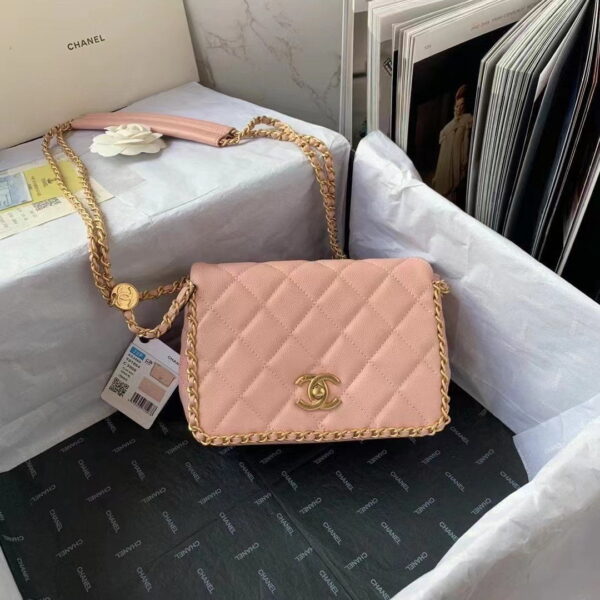 [REP 1:1] Chanel Flapbag With Chain Light Pink For Women, Women's Bags 8.3in/21cm