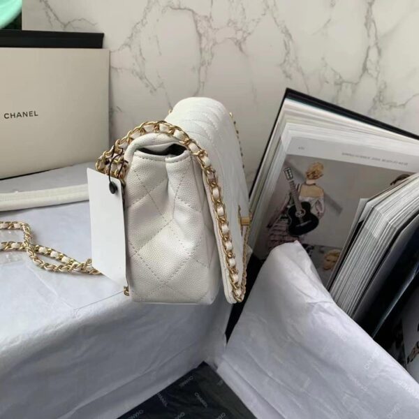 [REP 1:1] Chanel Flapbag With Chain White For Women, Women's Bags 8.3in/21cm