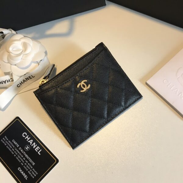 Chanel Flat Card Holder Black Bag For Women 11.5cm/4.5in